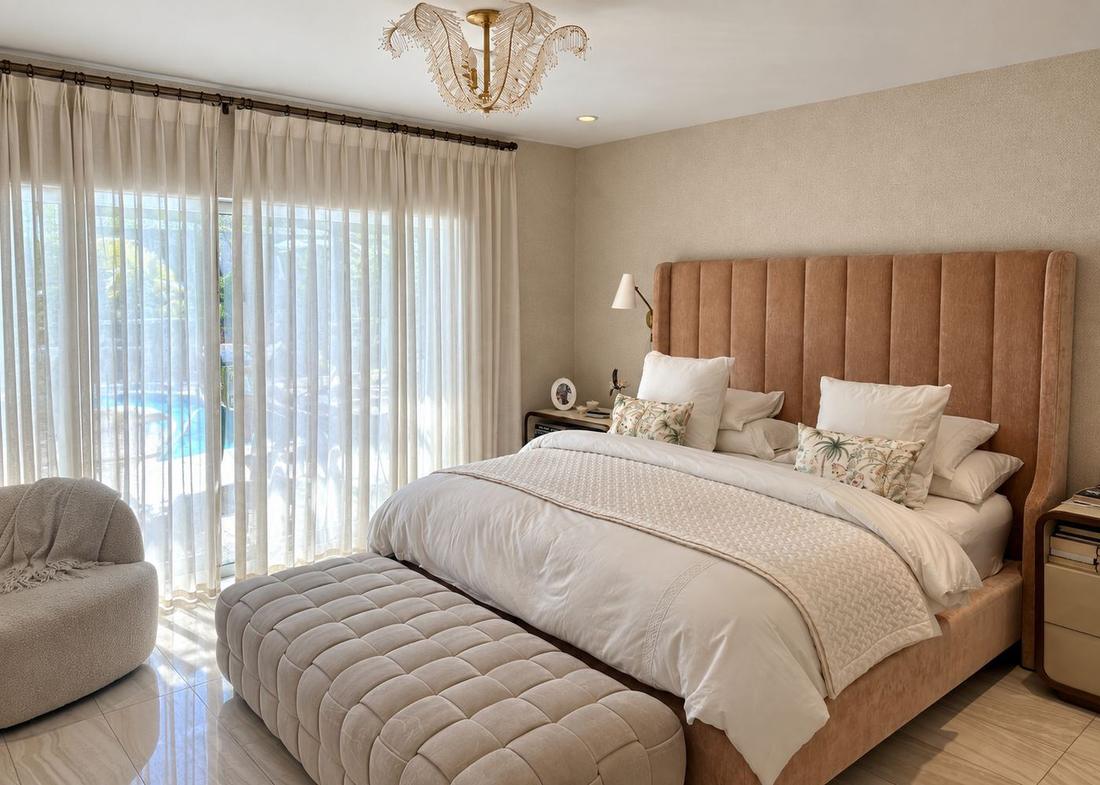 Primary bedroom with custom upholstered headboard, home remodel by MySFContractor