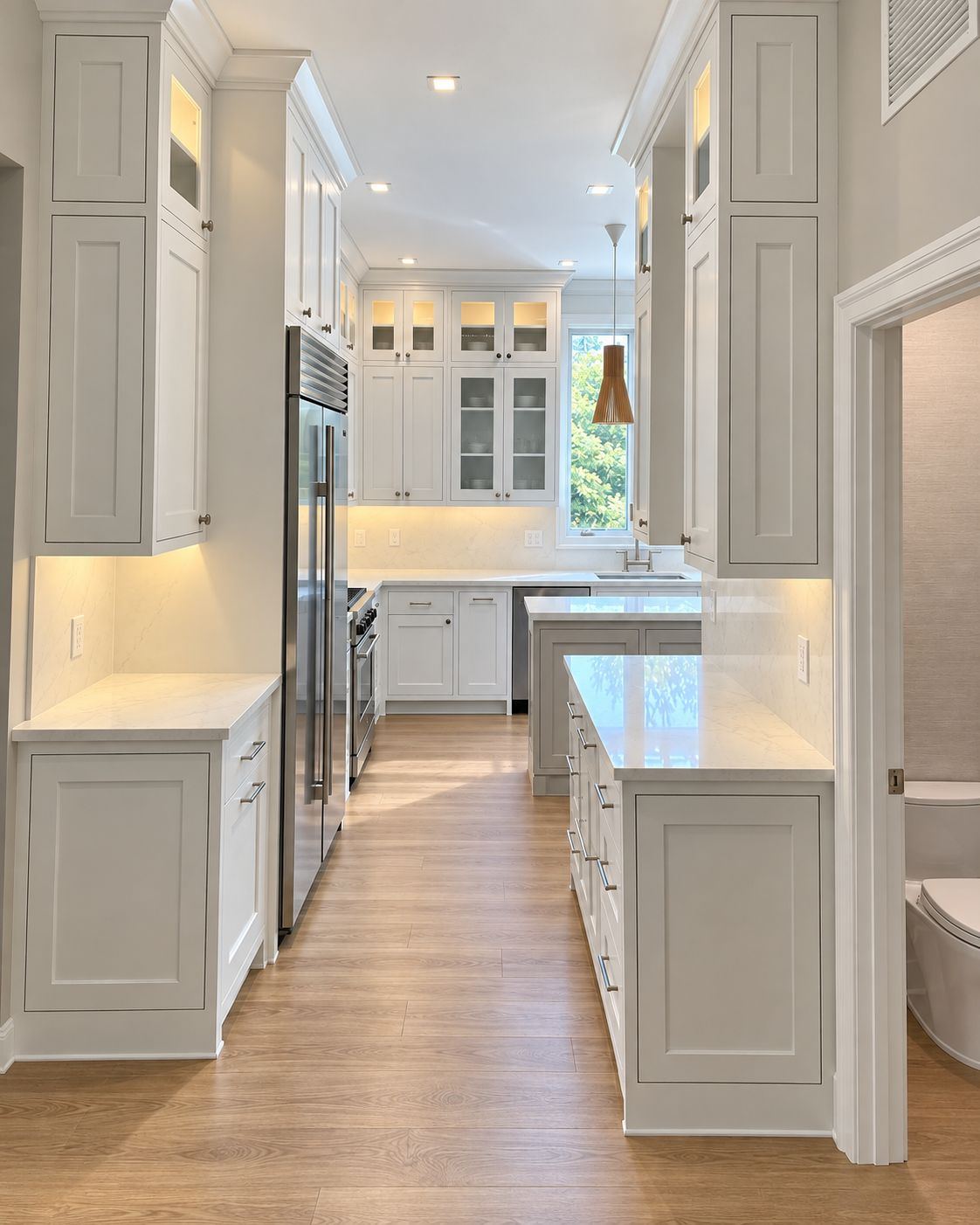 Galley-style white kitchen, kitchen remodel by MySFContractor